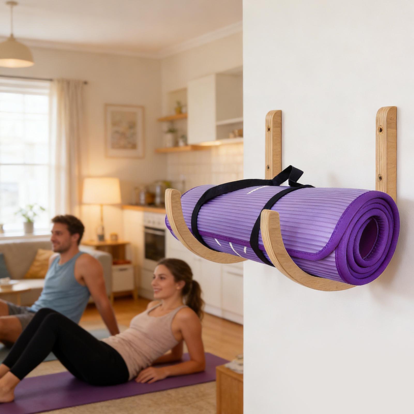 Home Gym Yoga Storage - 나무 요가 매트 홀더 벽걸이, 나사