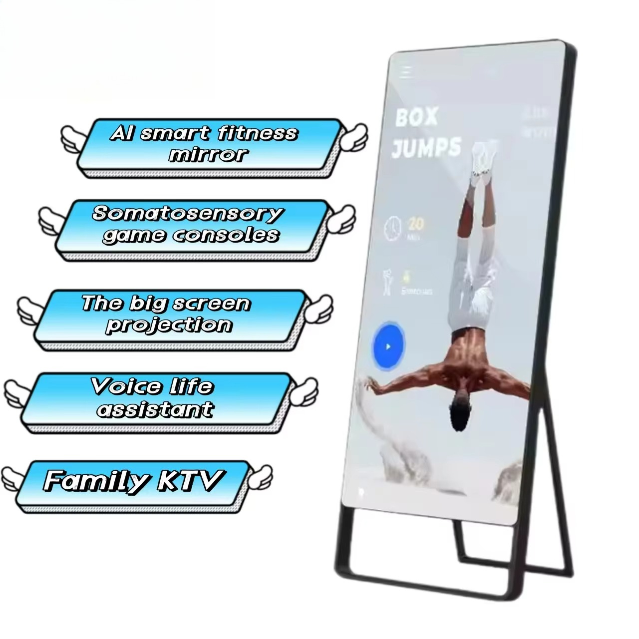 Home Gym Rubber Flooring - 개인 트레이너 거울형 스탠딩 LCD AI