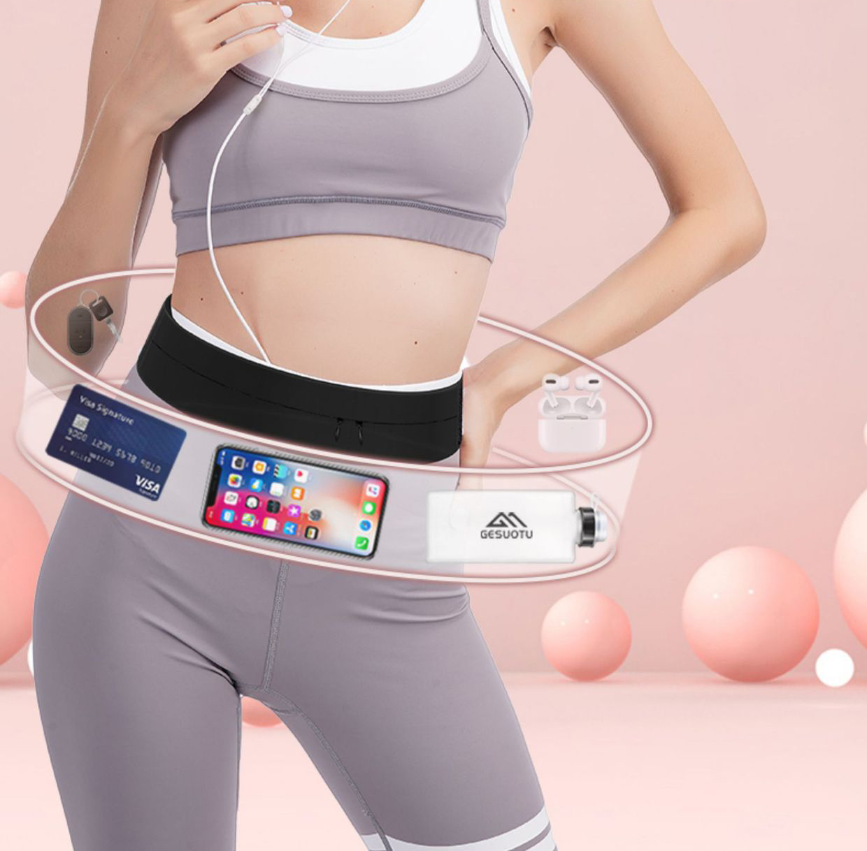 러닝 벨트 웨이스트 백 물병 포함 여성 스포츠 허리 가 - Weight Belt Lifting 리뷰 및 가격