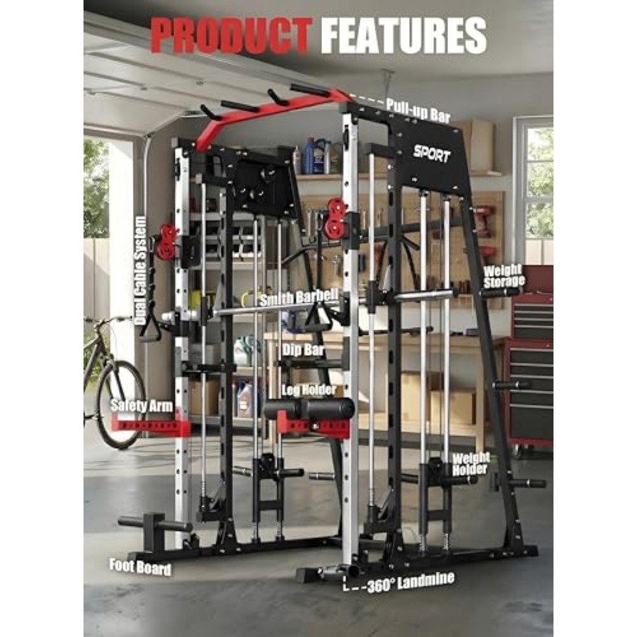 스미스 머신 홈짐 올인원 파워 케이지 2200LBS 운 - Home Gym Workout Equipment 리뷰 및 가격