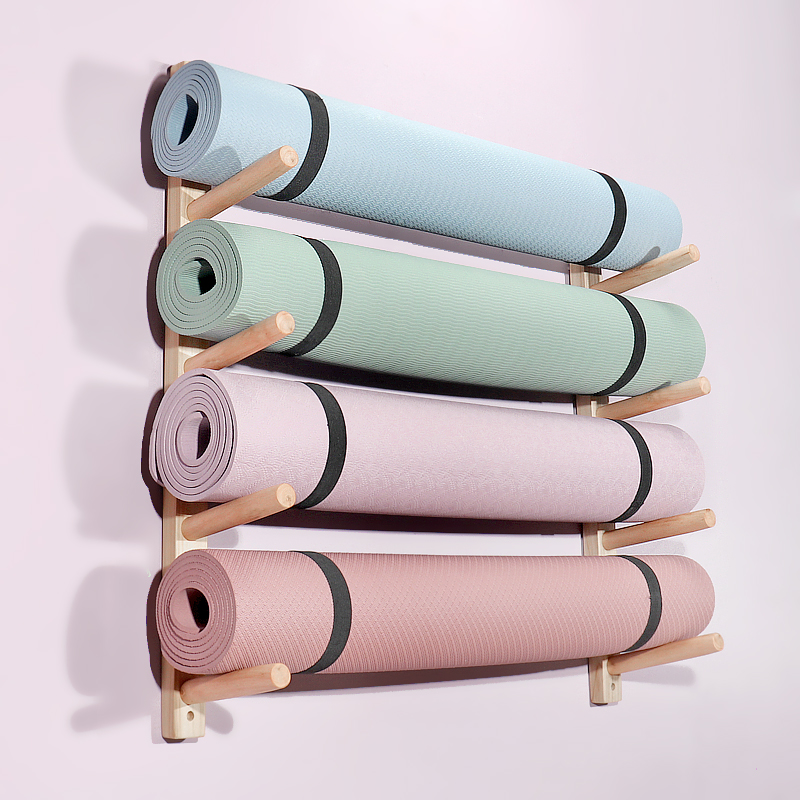 나무 요가 매트 홀더 벽걸이 - 폼 롤러 랙, 매트 정 - Home Gym Yoga Storage 리뷰 및 가격