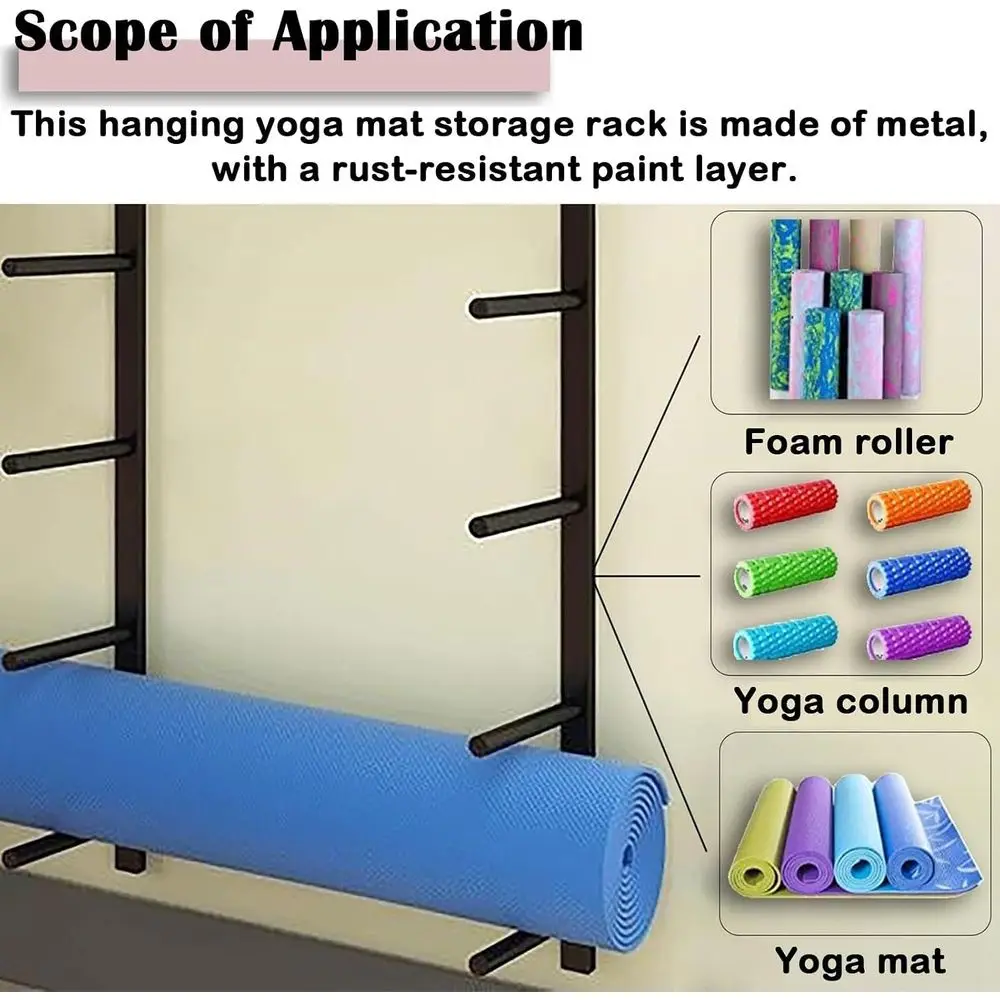 벽걸이형 메탈 짐 랙, 홈트레이닝용, 요가 매트 및 운 - Home Gym Yoga Storage 리뷰 및 가격