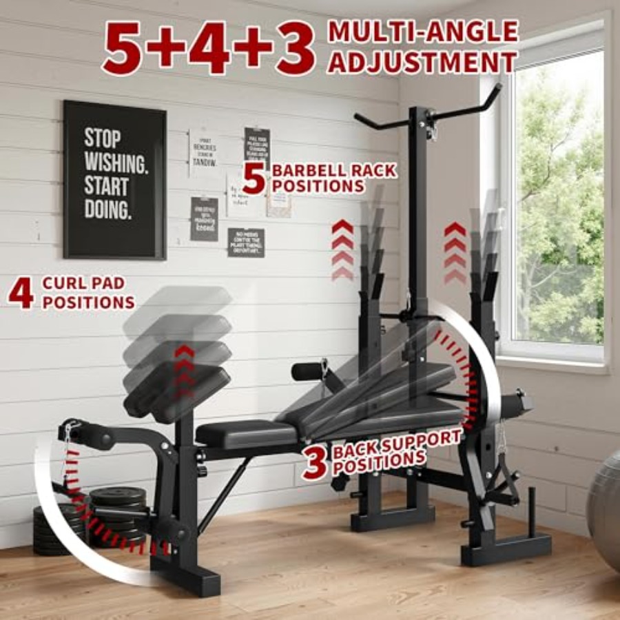 홈짐 웨이트 벤치 세트: 스틸 프레임 블랙 다기능 벤치 - Home Gym Leg Press 리뷰 및 가격