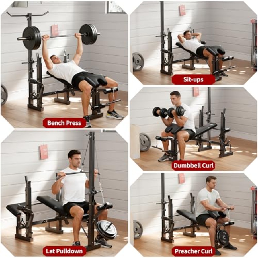 홈짐 웨이트 벤치 세트: 스틸 프레임 블랙 다기능 벤치 - Home Gym Leg Press 리뷰 및 가격