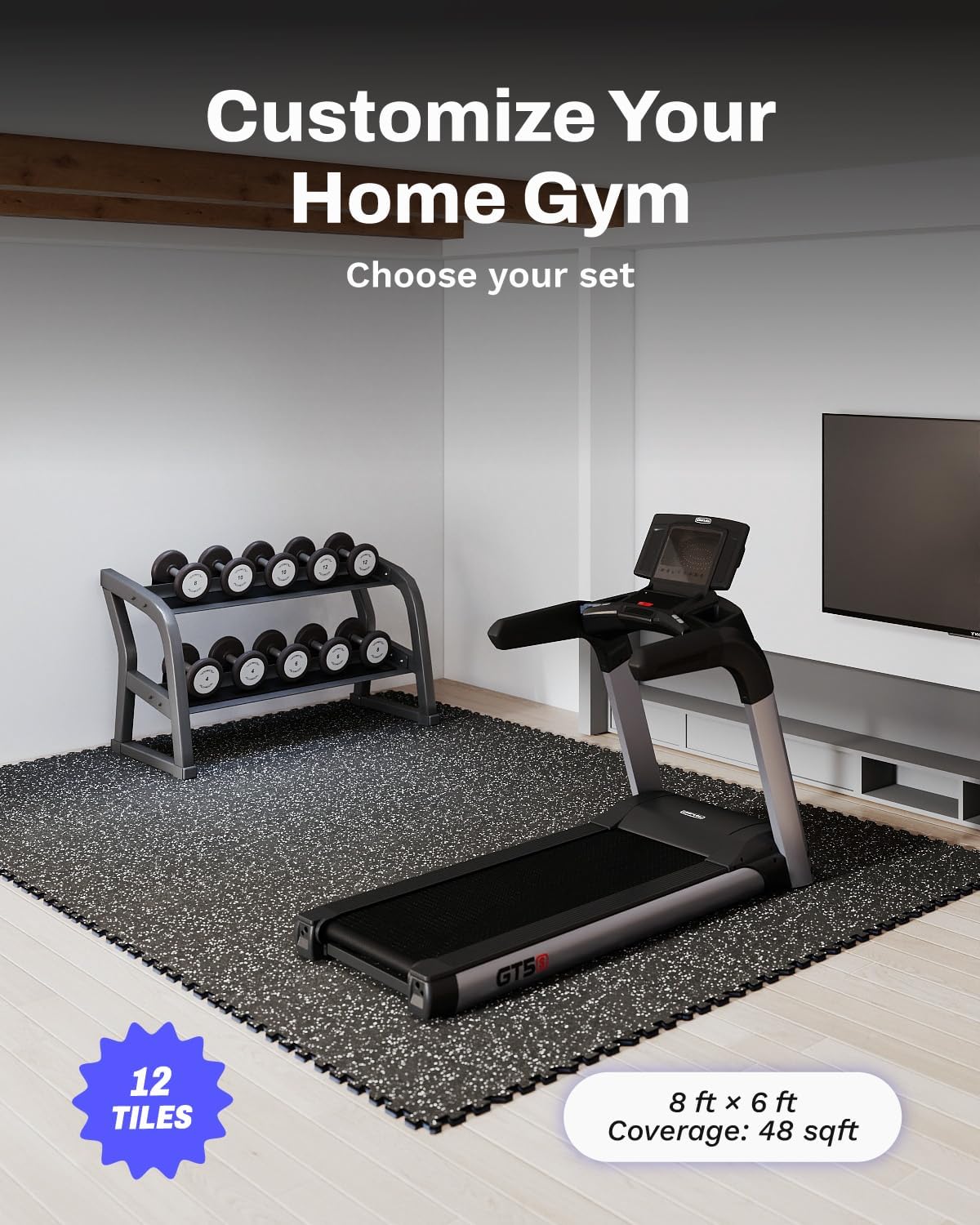 두께 0.56인치, 48 평방피트 운동기구 매트, 12 - Home Gym Rubber Flooring 리뷰 및 가격
